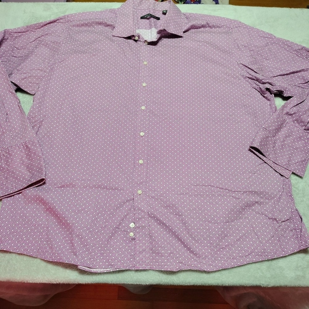Sean John Shirt Men Tall 20 38/39 Purple Circles French Cuff Evening Club Work